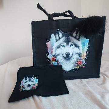 Sac noir tête de loup 